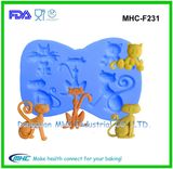 Food Grade Mini Cartoon Cat Silicone Fondant Chocolate Mold