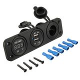 12V Dual Car Cigarette Lighter Socket USB Adapter Charging Charger Voltmeter