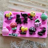 F1013 Zombie Wars Cartoon Silicone Fondant Cake Molds