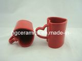 275ml Red Heart Ceramic Mug, Red Heart Shape Mug