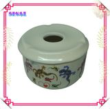 Round Decal Ceramic Ashtray for Souvenir Gifts with Lid