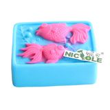 R1370 Square Fish Design Silicone Soap Mold