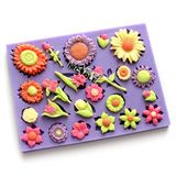 F0314 Nicole Different Flower Multi Cavity Silicone Fondant Moulds FDA LFGB Standard Silicon Push Molds