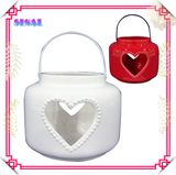 Home Decoration, White Red Ceramic Heart Shape Candle Holder